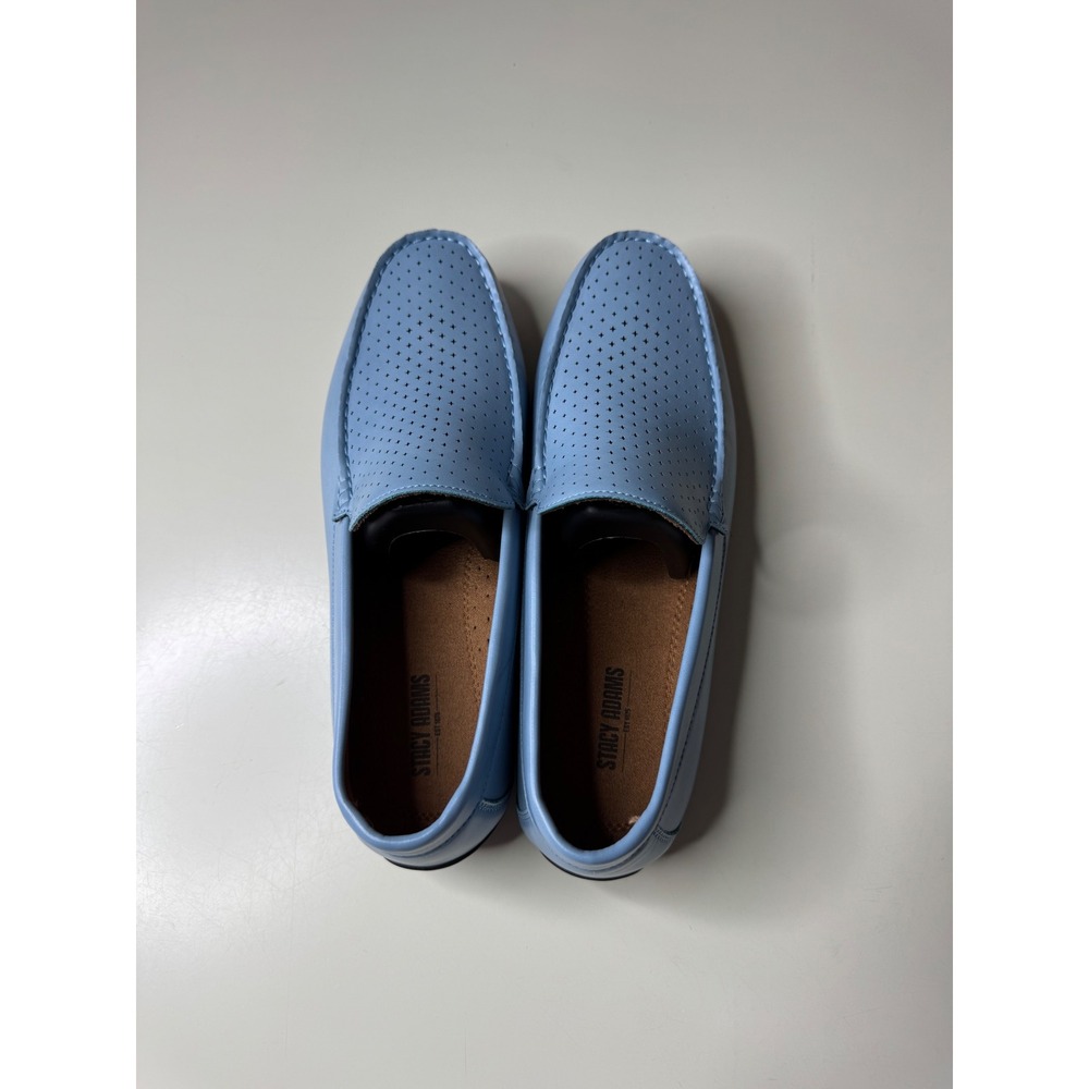 Stacy Adams Light Blue Perforated Star Driving Loafers Mens Slip On Shoes